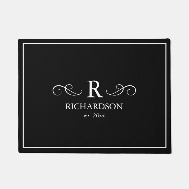 Paillasson Porte noire et blanche Monogramme (Devant)