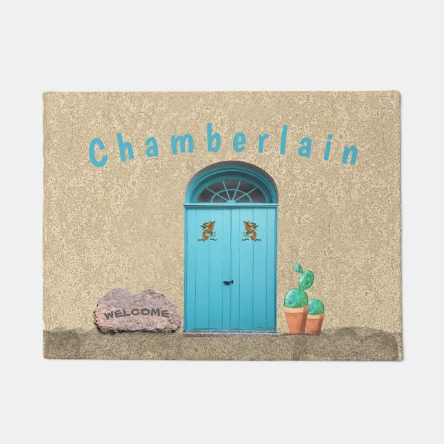 Paillasson Portes Bleues Sud-Ouest Kokopelli Cactus Personnal (Devant)