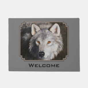 Paillasson Portrait du visage du loup de bois gris