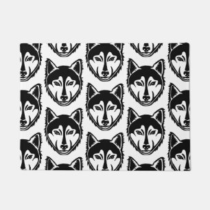 Paillasson Portrait noir et blanc Husky Lino Motif coupe