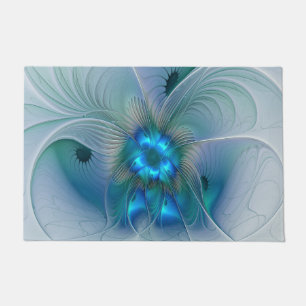 Paillasson Position, Abstrait bleu turquoise fractal