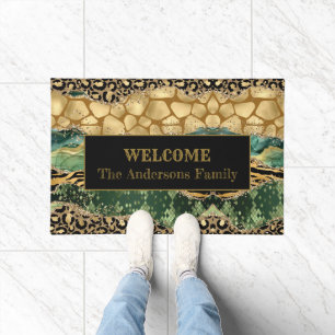 Paillasson Poster de animal moderne Agate Welcome Nom de fami