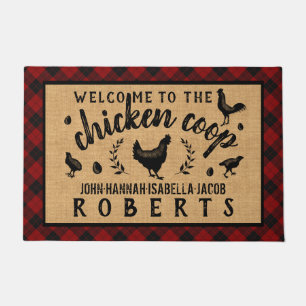 Paillasson Poulet Coop Hen Red Buffalo Check Plaid Pays L