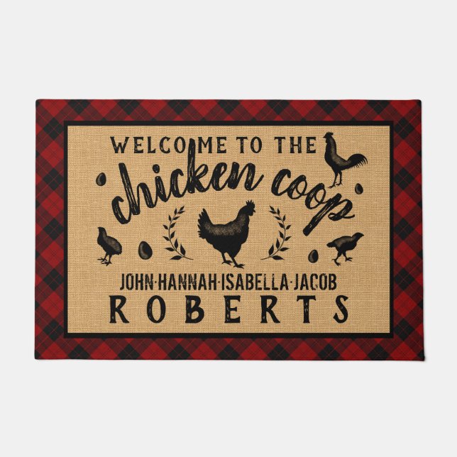 Paillasson Poulet Coop Hen Red Buffalo Check Plaid Pays L (Devant)