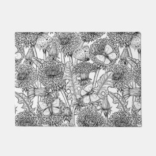 Paillasson Pré Dandelion en noir et blanc