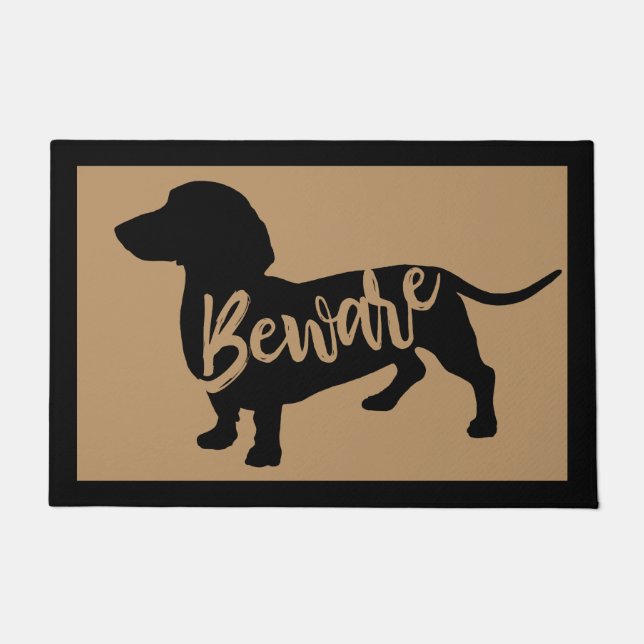 Paillasson Prenez garde de la silhouette noire de Doxie de (Devant)