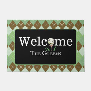 Paillasson Preppy Green et Jacquard Brown Golf Welcome Entrée