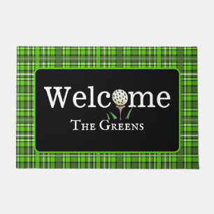 Paillasson Preppy Green Plaid Golf Welcome Entryway