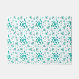 Paillasson Pretty Green Christmas Snowflakes on Winter White