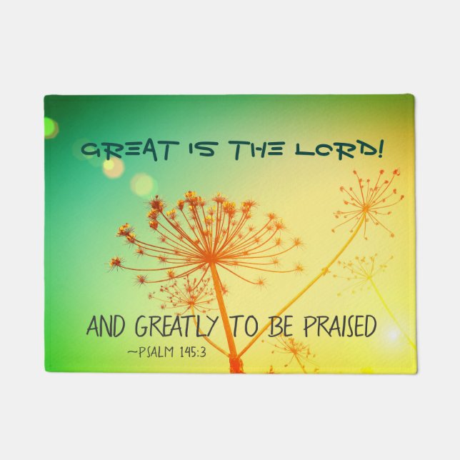 Paillasson Psaume 145:3 Grand est le Seigneur, Bible Verse (Devant)