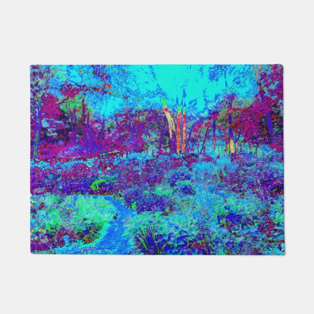 Paillasson Psychédélique Impressionniste Jardin Bleu Paysage (Devant)