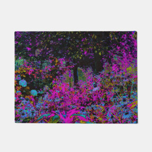 Paillasson Psychédélique rose chaude et noir du jardin Sunris