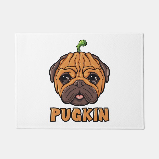 Paillasson Pugkin - Halloween Carlin Citrouille (Devant)