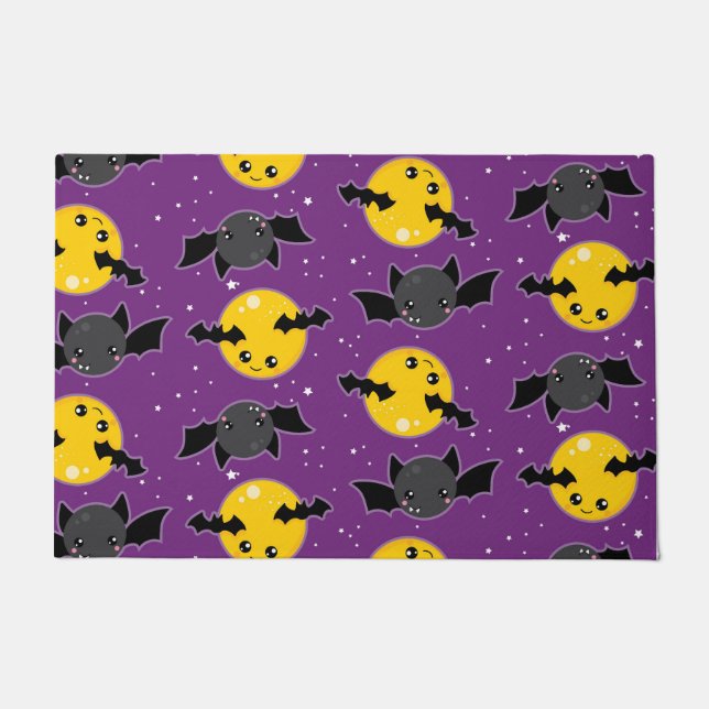 PAILLASSON PURPLE AVEC LUNES JAUNES ET BAIES NOIRES (Devant)