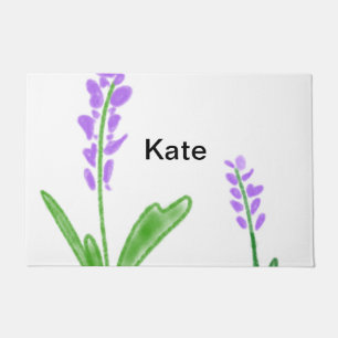 Paillasson Purple lavande florale aquarelle ajouter nom cu