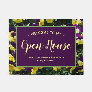 Paillasson Purple Pansy Flower Immobilier Open House Doormat