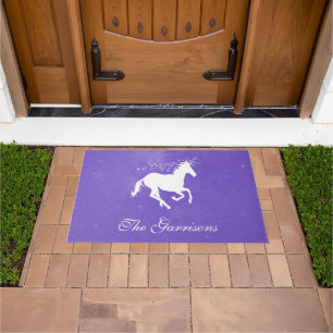 Paillasson Purple Unicorne Personnalisé Porte mat
