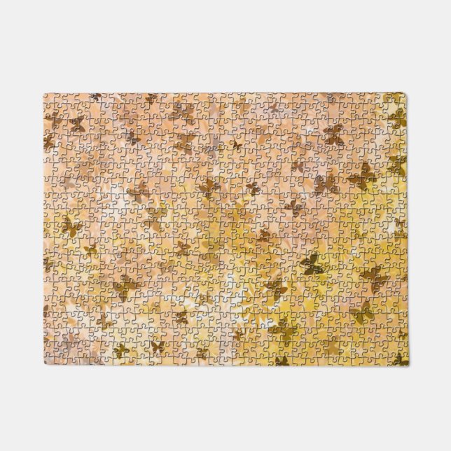 Paillasson Puzzle Papillons et Daisies-Browns par STaylor (Devant)