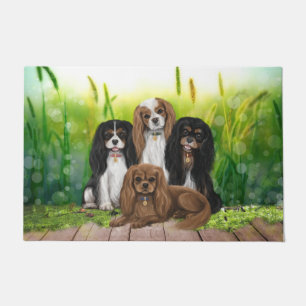 Paillasson Quatre Cavalier roi Charles Espagnols en Fleurs Do