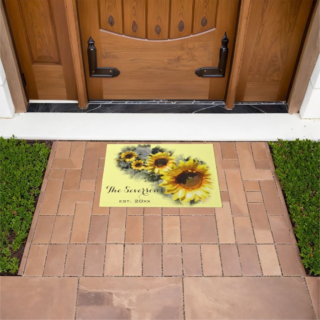 Paillasson Rangée de tournesols jaunes (De plein air)