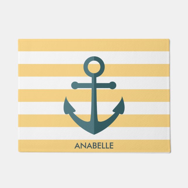 Paillasson Rayures jaunes et Ancre bleue (Devant)