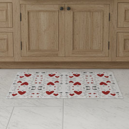 Paillasson Red and Black Retro Hand Drawn Hearts Love 