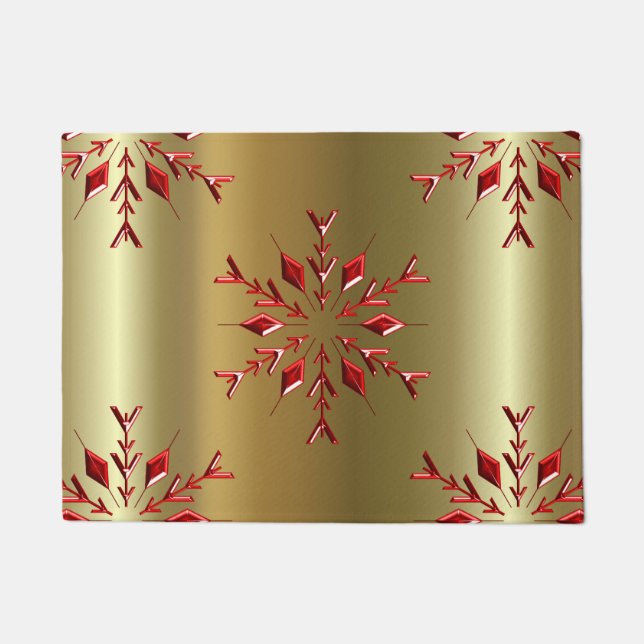 Paillasson Red Christmas Stars on Gold (Devant)