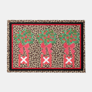 Paillasson Red Leopard Holly Berry Chinoiserie
