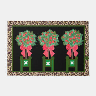 Paillasson Red Leopard Holly Berry Chinoiserie Doormat