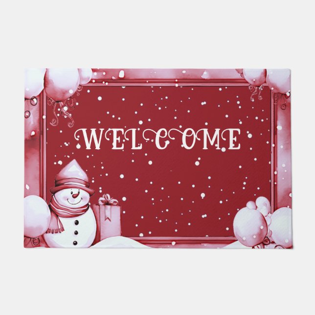 Paillasson Red Snowman Snowman Snowy Noël (Devant)
