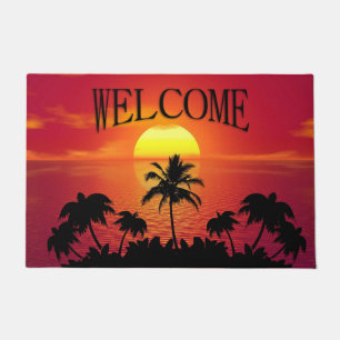 Paillasson Red Sun Tropical Palm Beach Bienvenue
