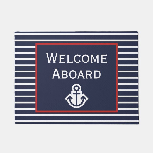 Paillasson Red White & Blue Welcome Aboard Boot Doormat (Devant)