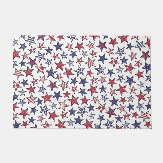 Paillasson Red White et Blue Stars Amérique Patriotique   (Devant)