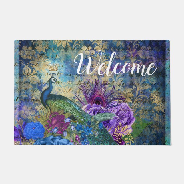 Paillasson Regal Peacock Peacocs Bienvenue Mat Porte Mat (Devant)