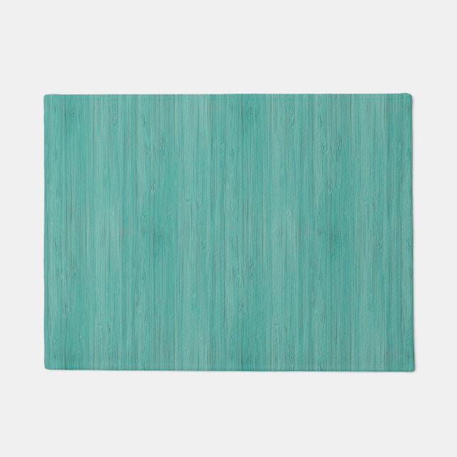 Paillasson Regard du bois en bambou bleu vert de grain (Devant)