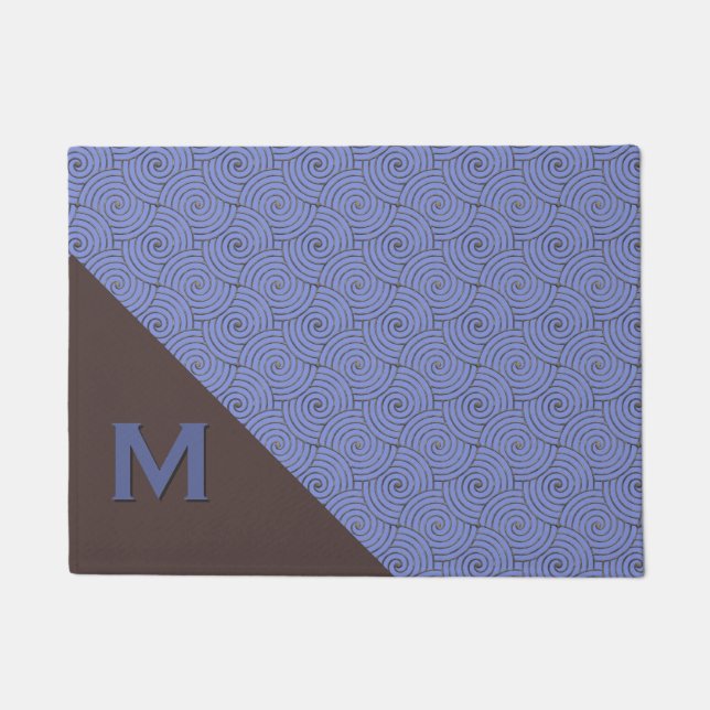 Paillasson Regency Blue et Brown Monogramme Porte Mat (Devant)