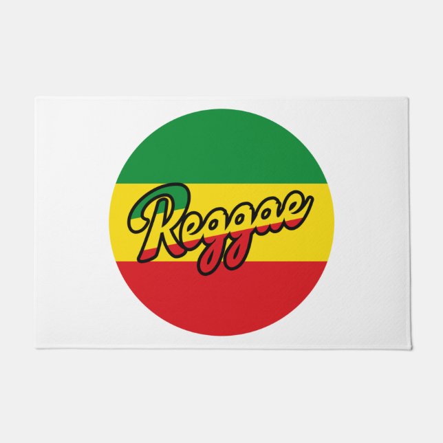 Paillasson Reggae Music with reggae flag colors (Devant)