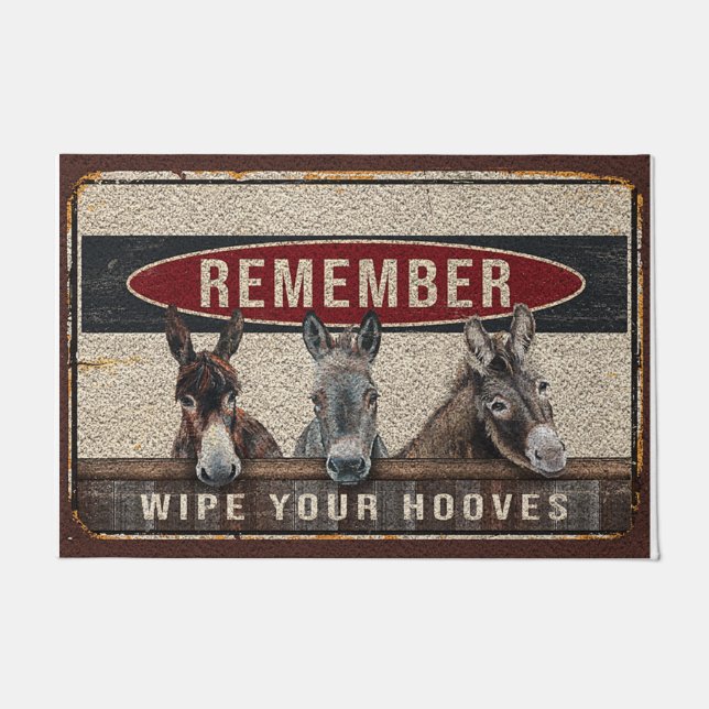Paillasson Remember Wipe Your Hooves Rug, Animal  (Devant)