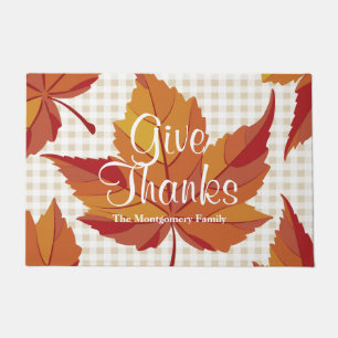 Paillasson Remerciez Rustic Elegant Fall Leaves & Plaid