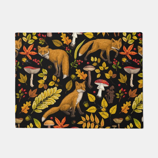 Paillasson Renard d'automne sur noir (Devant)