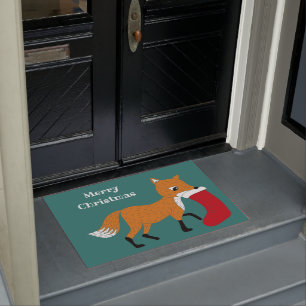 Paillasson Renard festif portant un empilement personnalisé N