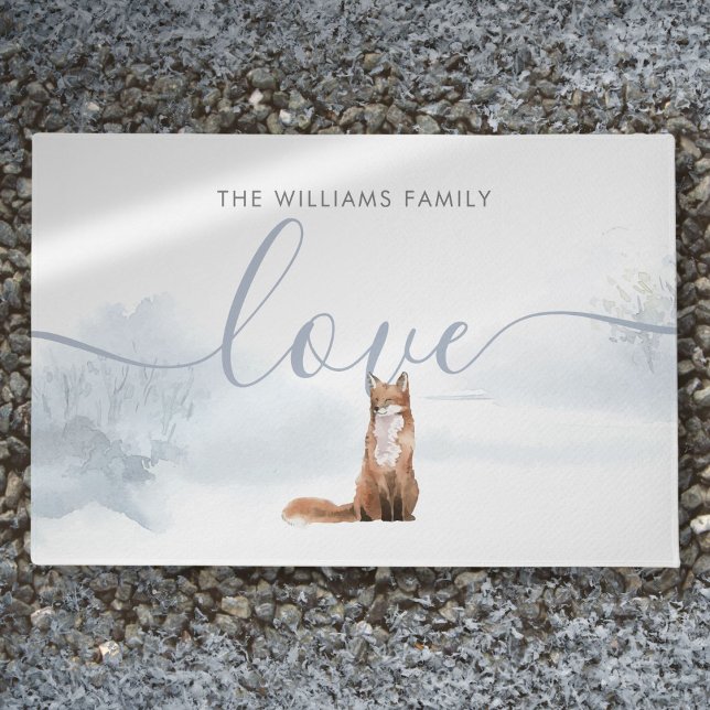 Paillasson Renard hivernal (Winter Woodland Scene Fox Doormat)