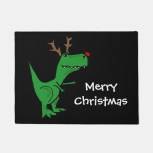 Paillasson Renne drôle de Noël de dinosaure de T-Rex