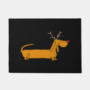Paillasson Renne drôle de teckel de Noël