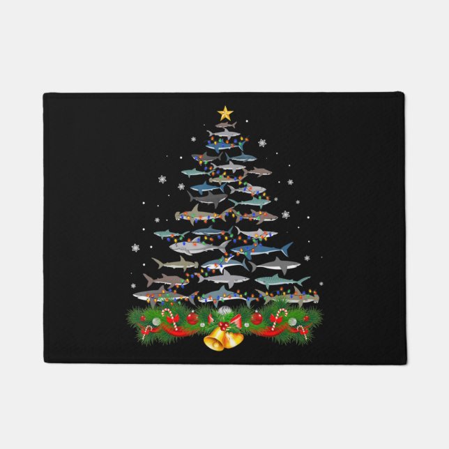 Paillasson Requin Noël Arbre de requin Amateurs de cadeaux (Devant)