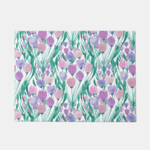 Paillasson Ressort rose pourpre Tulipe Floral Aquarelle