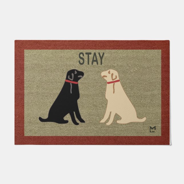 Paillasson Restez Chien Couples Mat, Meilleur Animal  (Devant)