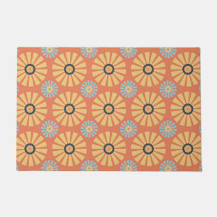 Paillasson Retro Abstrat Motif de marguerites bleues et orang