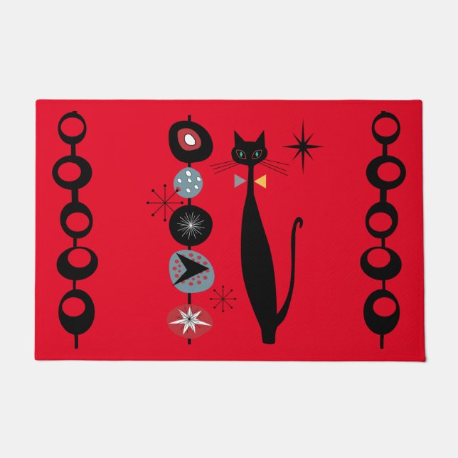 Paillasson Retro Atomique Moyen Siècle Moderne Cool mat de ch (Devant)