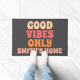 Paillasson Retro Bonne Vibration Seulement Personnaliser Nom